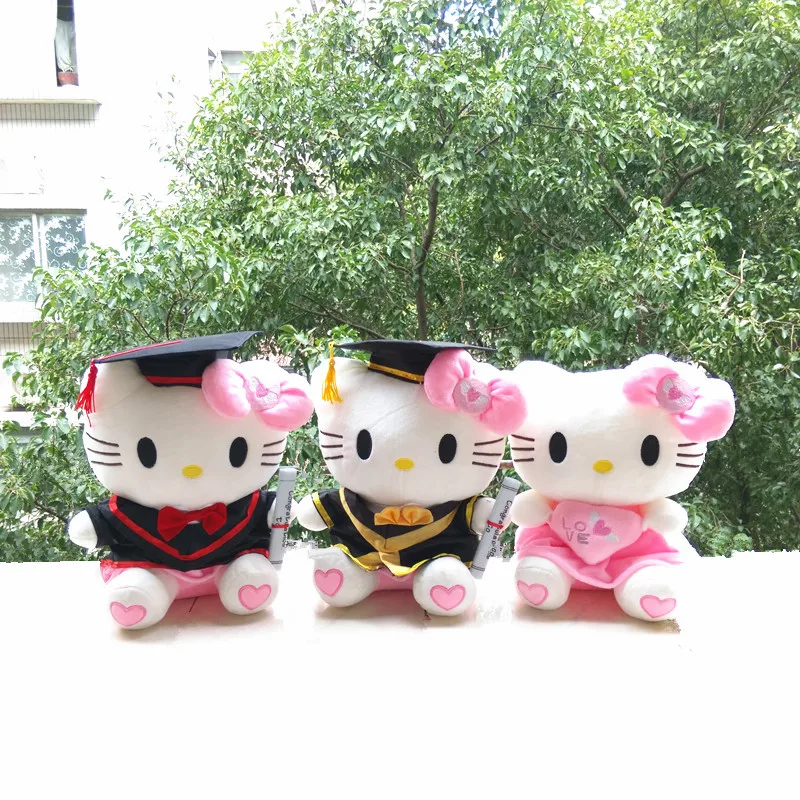 

New Sanrio Hello Kitty Plush Graduation Season Toy Cartoon Soft Stufffed Doll Anime Room Decoration Toys For Children Gifts