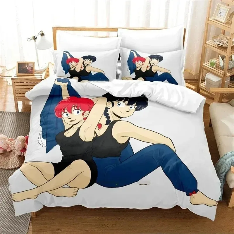 Фото 3D-комплект постельного белья с аниме-принтом R-Ranma, большой/королевский размер, для дома, декор для спальни, изысканный подарок для девочек №2