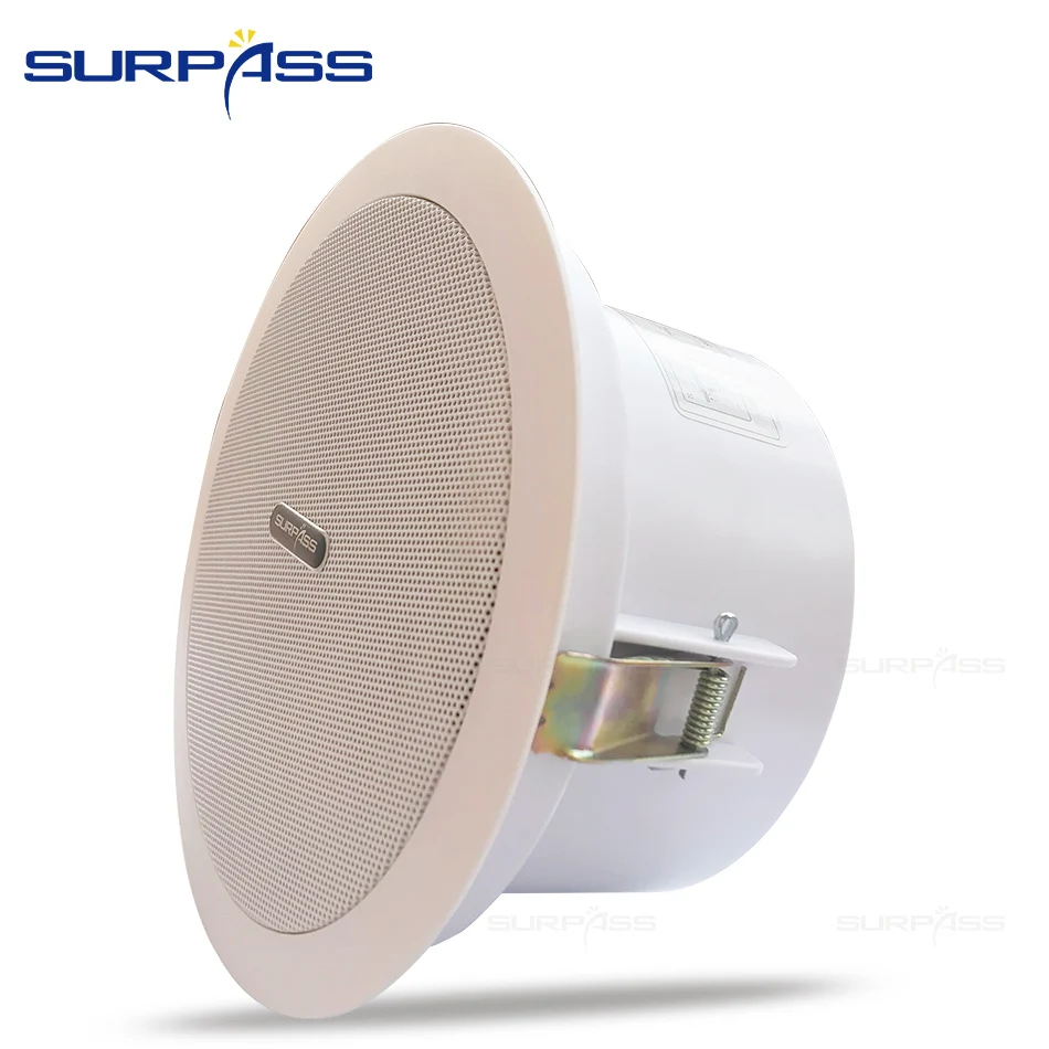 Коаксиальные белые потолочные колонки для дома 8Ом системы фоновой музыки Hi-Fi стерео звук 20Вт громкоговоритель PA Public Broadcast.