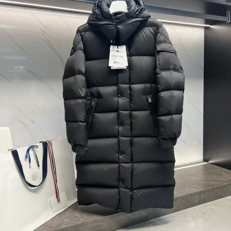 Moncl *r Зимняя мужская белая куртка на гусином пуху теплая приталенная