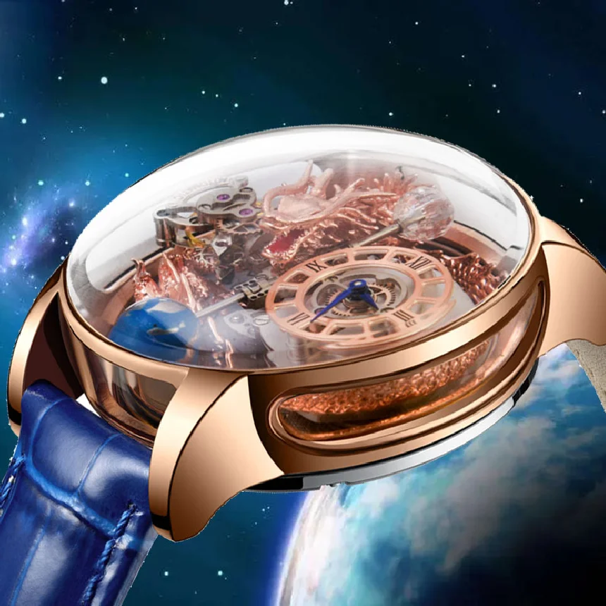 

PINDU's Latest jacob co Fully Transparent Hollow Design Celestial Quartz Watch Men Waterproof Leather Man Wristwatch Relogio