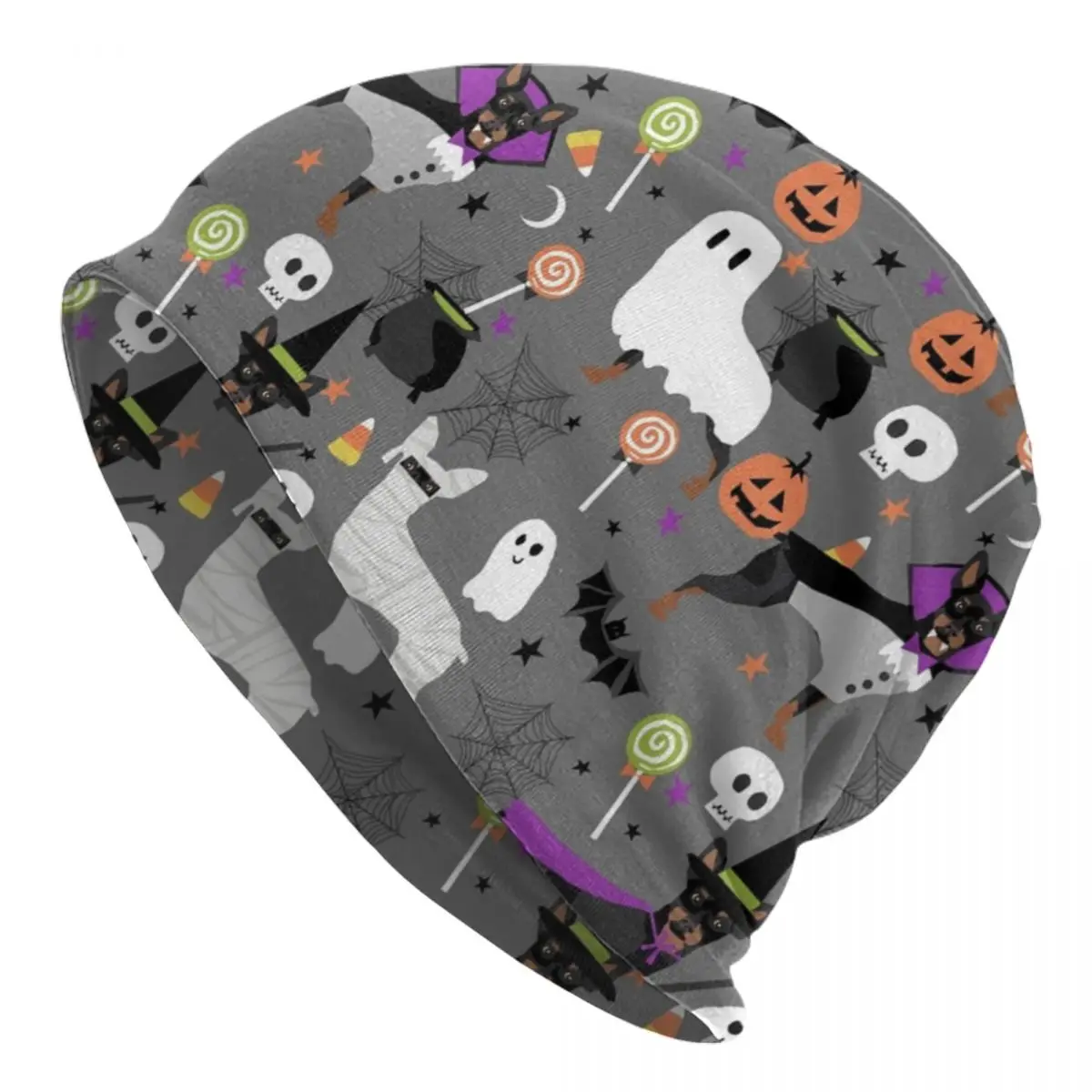 

Miniature Doberman Pinscher Halloween Dog Cap Men Women Ski Skullies Beanies Hat Spring Warm Multifunction Bonnet Knitted Hat
