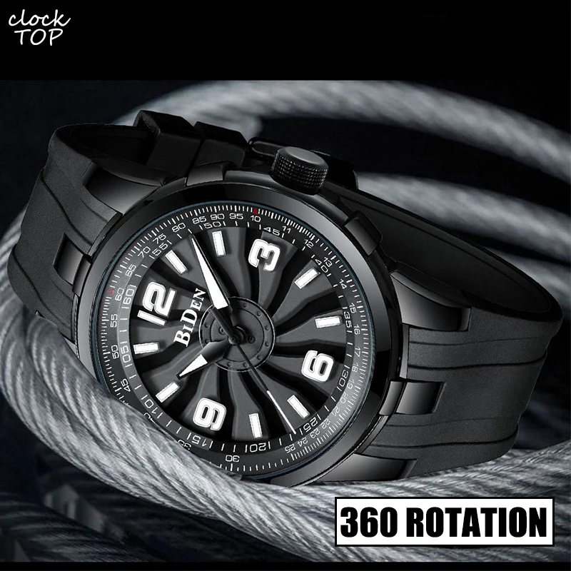 

Rotation Men Watch Quartz Wristwatch Male Concept Dial Reloj Luminous Waterproof Original Hour Man Rubber Band relogio masculino