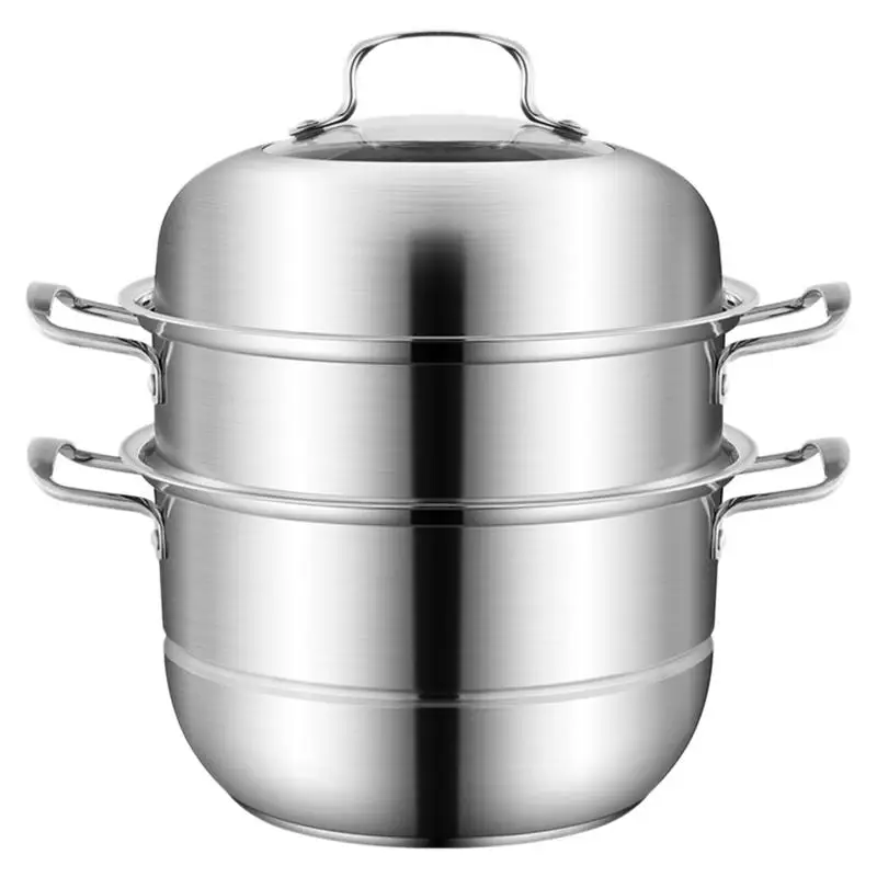 

1 Set Stainless Steel Stockpot Storage Container Home Supply (Three-layer, 30cm)