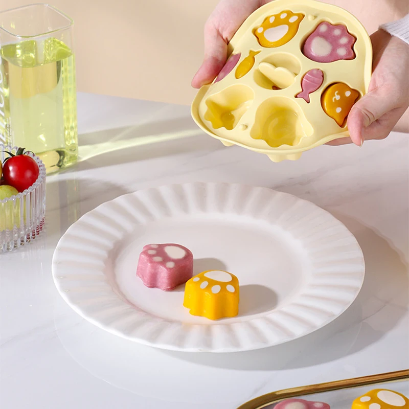 

Silicone Steamed Cake Mold Food Grade Baby Steamed Cake Rice Cake Jelly Pudding Baby Food Supplement Tool Cat Claw With Lid