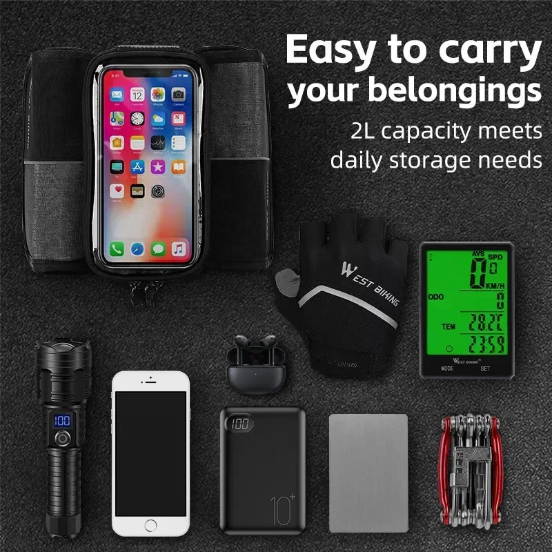 WEST BIKING 3 в 1 сумка на переднюю раму велосипеда с сенсорным экраном верхняя трубка