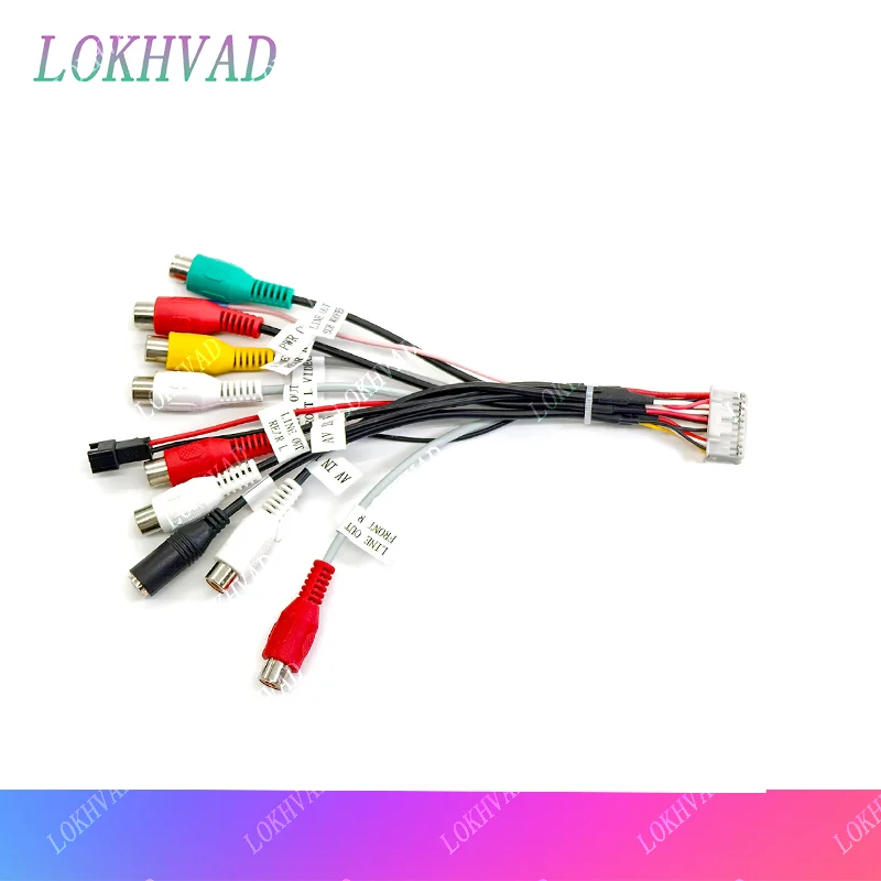 

16-контактный Android-радио, автомобильные аксессуары, кабель RCA, выходной провод, 20-контактный вспомогательный микрофон, адаптер вентилятора, универсальный кабель