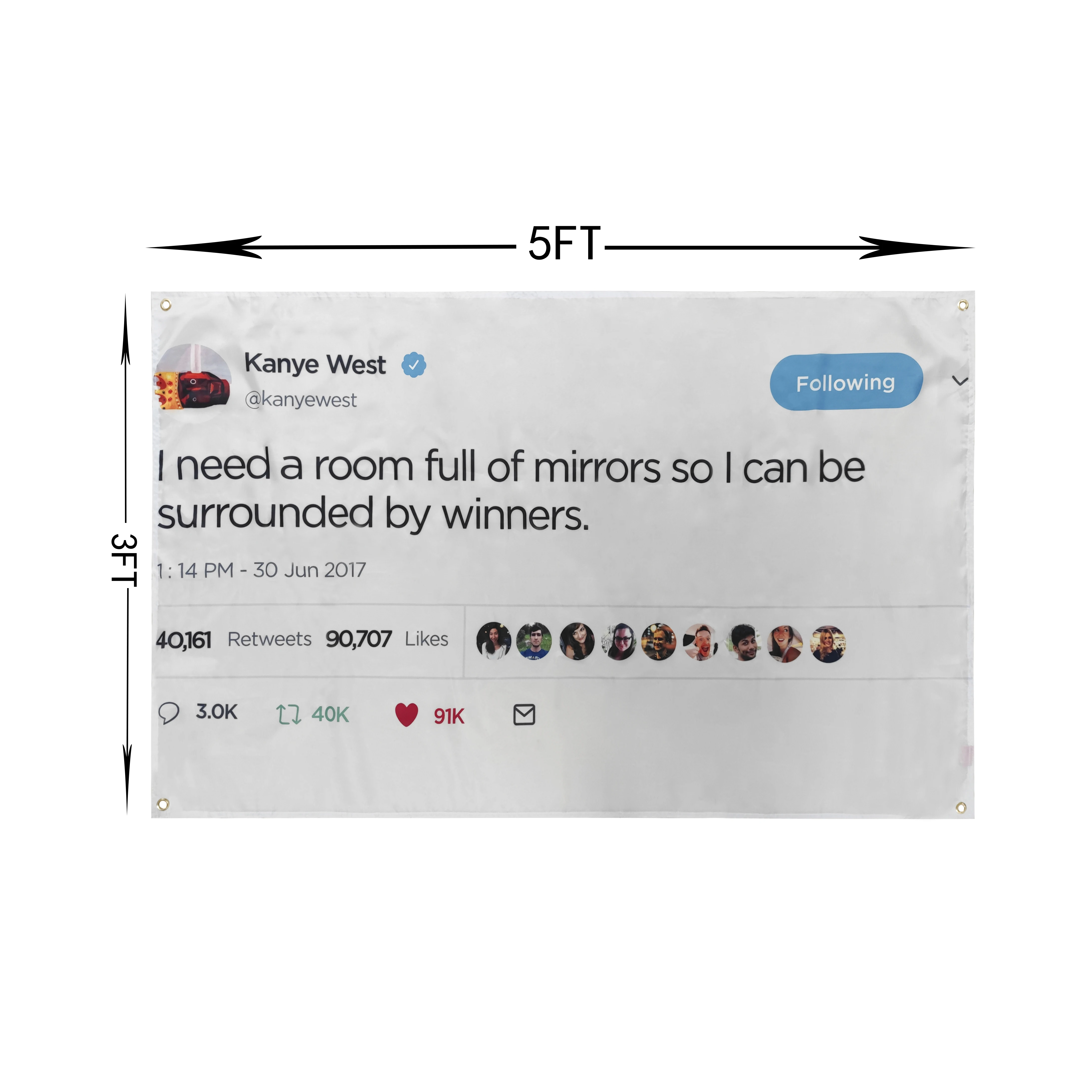 Быстрая доставка 100% полиэстер 3x5 футов Kanye West Rapper забавные зеркала твит флаг