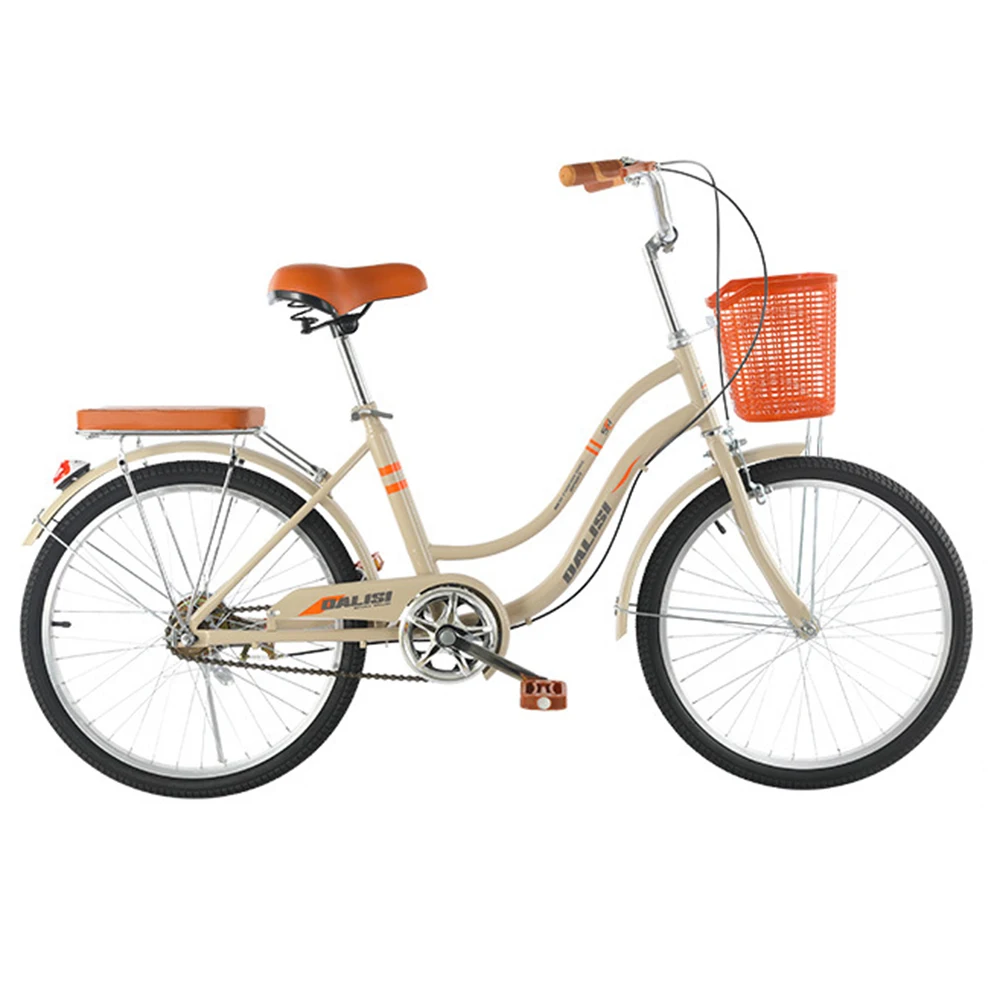 

Aldult Bicycle Single Speed Bike 22/24 Inches Light with Back Seat and Basket Student Commute Instead of Walking