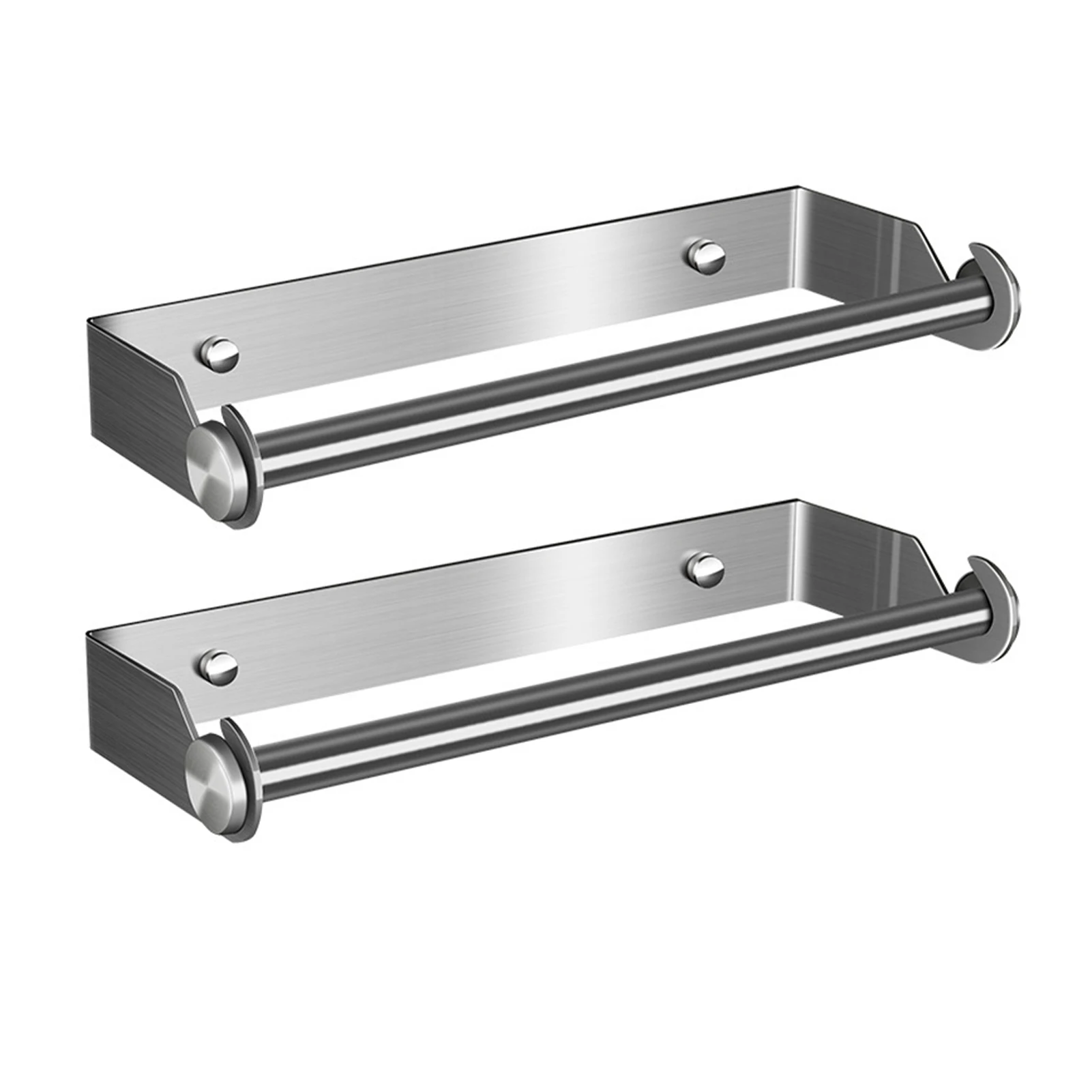 

2pcs Silver Modern Stainless Steel Paper Towel Holders Multifunctional Wall Mount