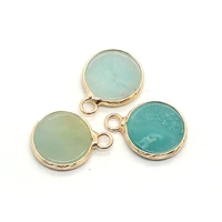 disc shape amazonite charms natural stone jewelry for diy making necklace earring bracelet pink crystal quartz pendant accessory