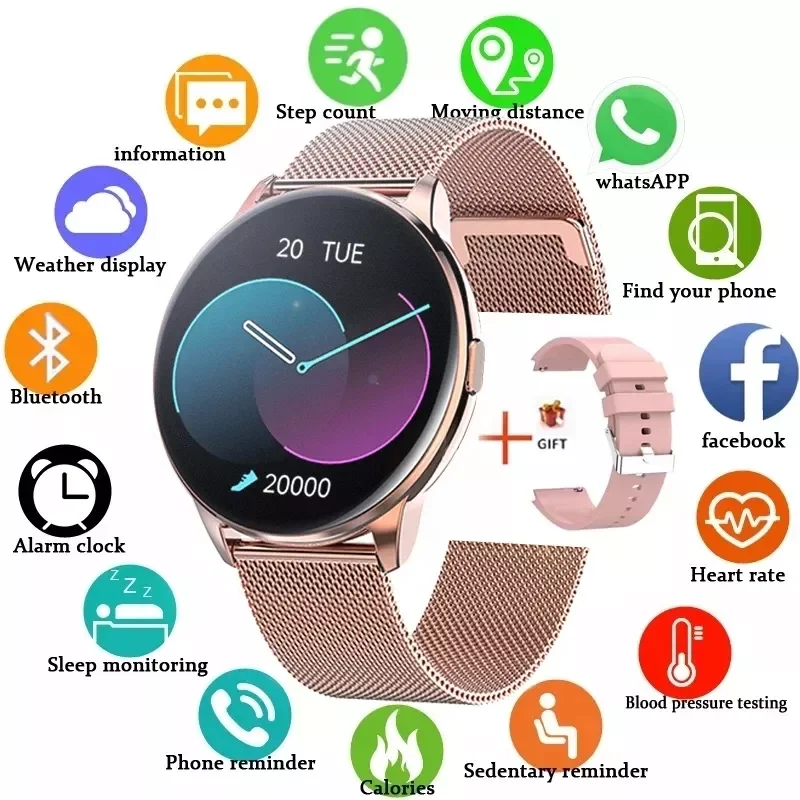 

2022 Full Touch Smart Watch Women IP68 Waterproof Bracelet ECG Heart Rate Monitor Sleep Monitoring Sports Smartwatch For Ladies