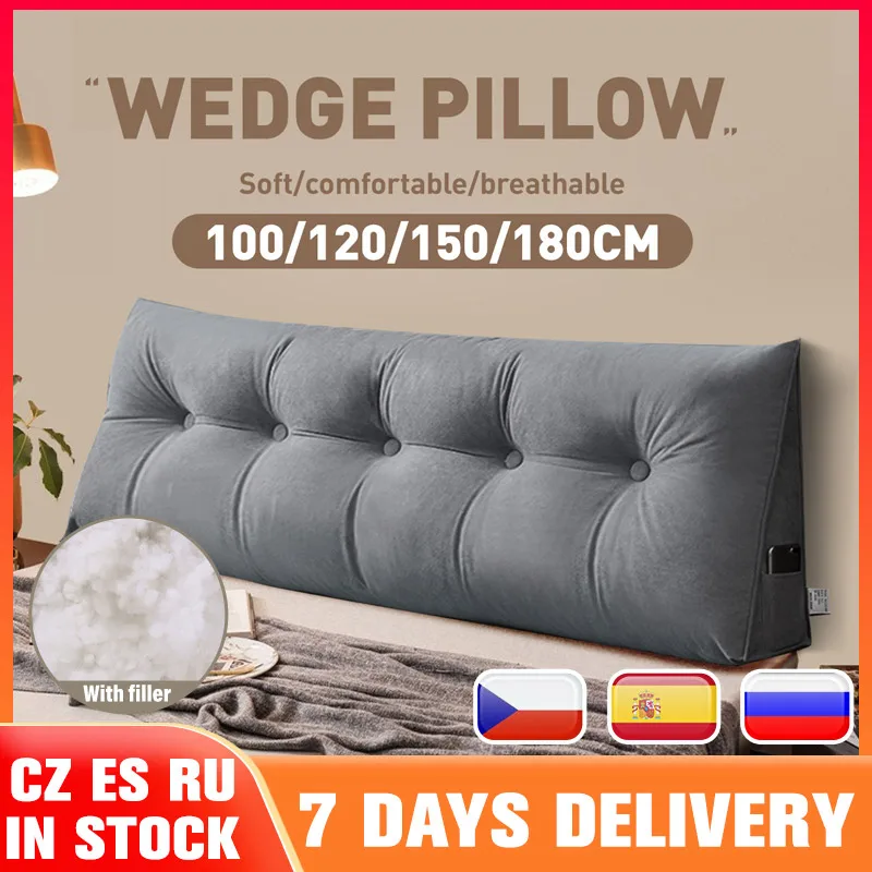 

New Long Headboard Pillow Triangle Cushion With Filler Reading Large Backrest Wedge Pillow Bed Support Comfort Waist Daybed Rest