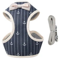 cat harness and leash set bowknot mesh pet cat dog harness vest leads cat leash clothes cat collar dog traction harness belt