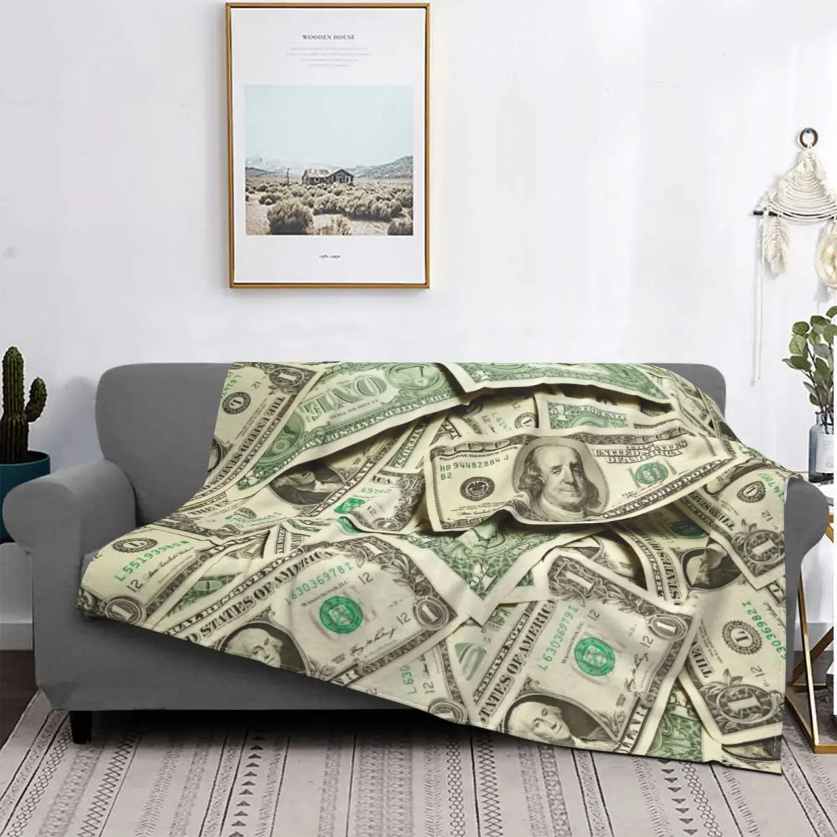 

Одеяло с денежными купюрами плюшевое толстое ультратонкое Фланелевое флисовое покрывало для постельного белья покрывало бархатное художе...
