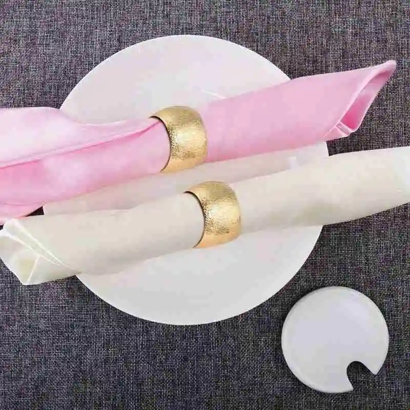 

6pcs Hotel model room golden ring napkin buckle napkin ring Western restaurant metal napkin circle cloth ring