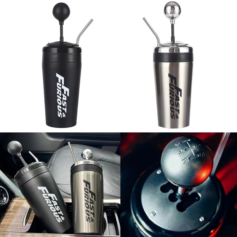 

600ml Water Cup Fast And Furious 10 Movie Water Cup With Straw And Lid Gear Shift Rocker Shift Style Cup For Car