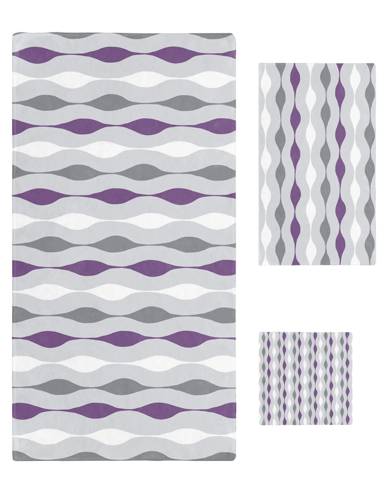 

Набор фиолетовых серых полотенец с геометрическими полосками, банное полотенце, полотенце для лица, полотенце для рук, мягкое банное полоте...