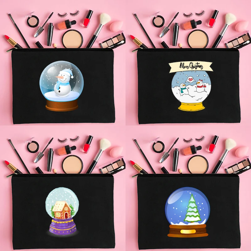 

Ladies Canvas Cosmetic Bag Crystal Ball Print Fashion Zipper Large Makeup Pouch Handbag Lipstick Storage Teacher's Best Gift