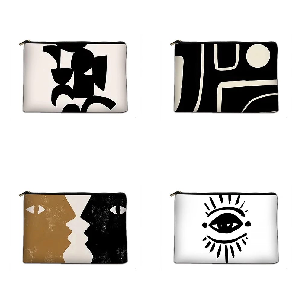 

Geometric lines simple printing pattern cosmetic bag travel skin care product storage bag bank card bag coin purse