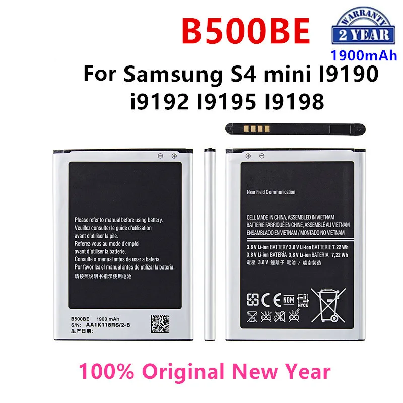 

100% Orginal B500BE 1900mAh Battery For Samsung S4 mini I9190 i9192 I9195 I9198 Replacement batteries with NFC 4 pins