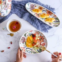 high temperature glazed afternoon tea ceramic teapot coffee cup tableware set handle plate set pizza plate