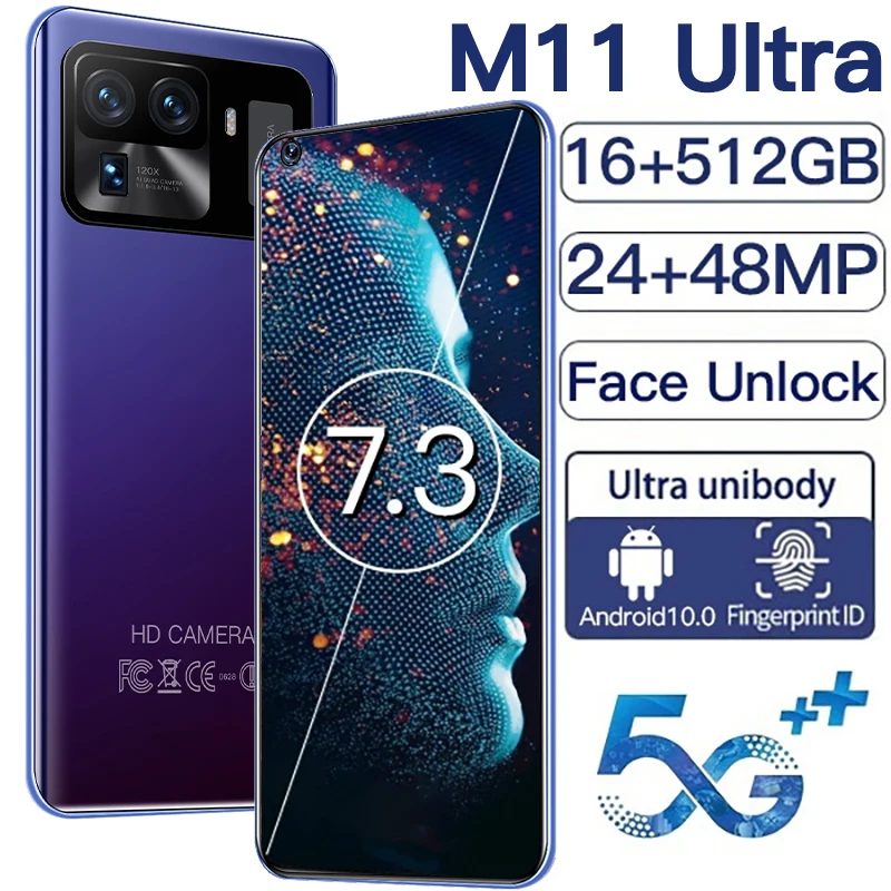2022 smartphone 5g m11 ultra 7 3inch android smartphone 16gb512gb 6800mah mobile phones 2448mp celular entsperren handys free global shipping