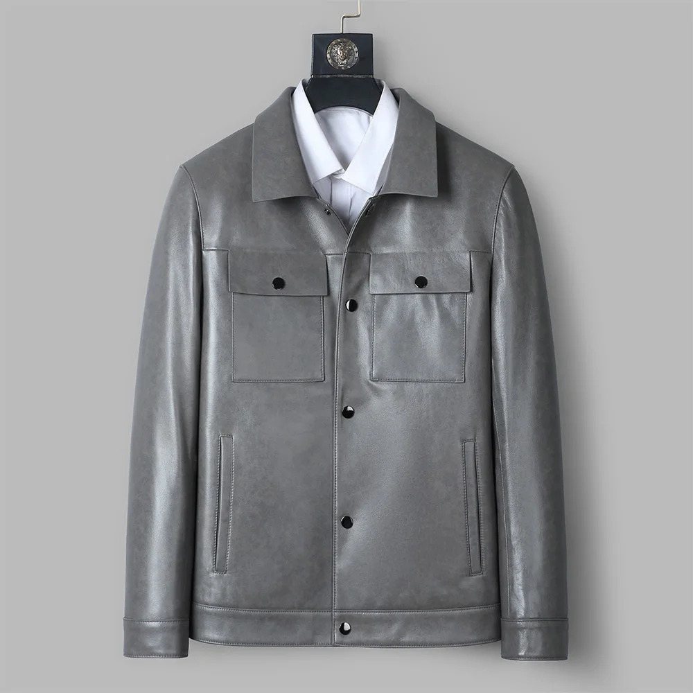 

100% genuine leather real Genuine jacket for men's autumn and winter wear, plush thickened middle-aged elderly clothing, sheep