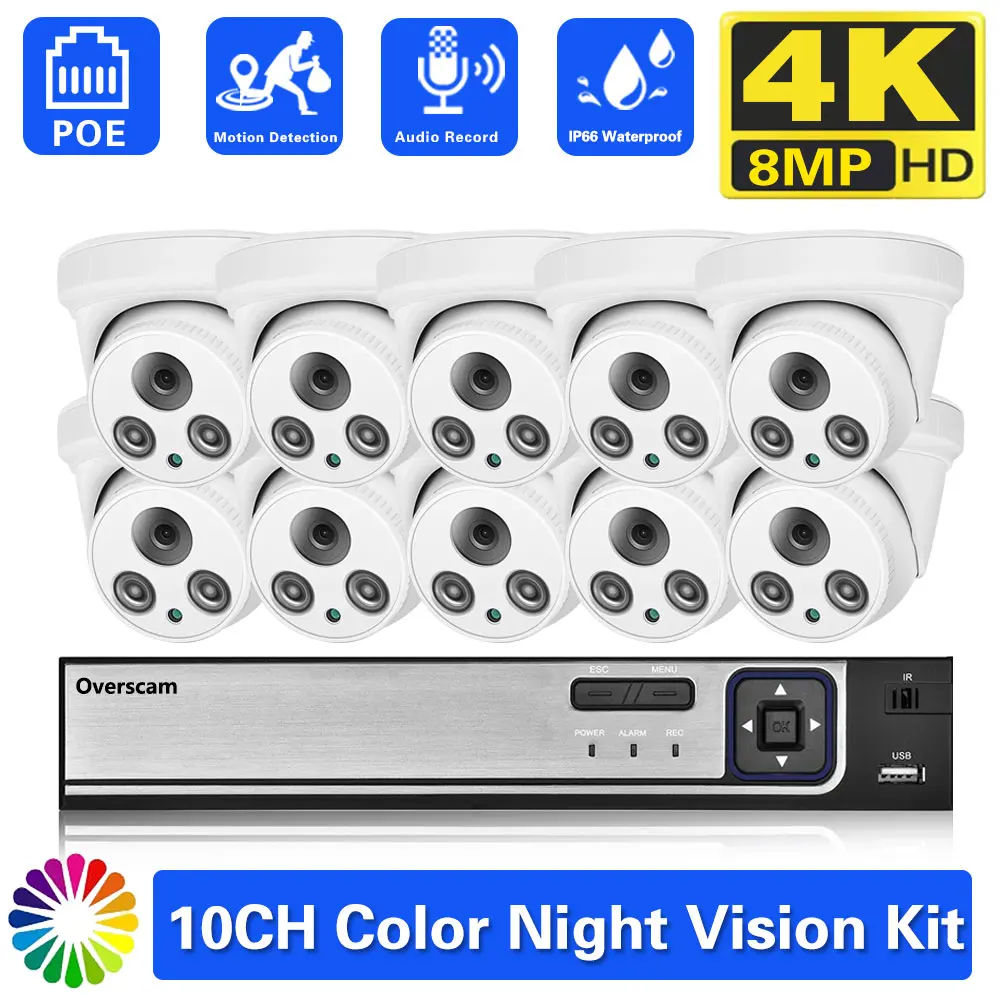 With Color Night Vision  Outdoor Poe Security Camera