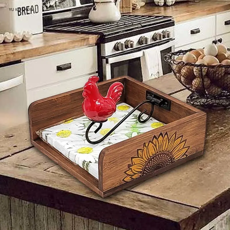

American Rooster Square Tissue Box Cute Holder Office Paper Tray Kitchen Napkin Holders Boite A Mouchoir Creative Tissue Box