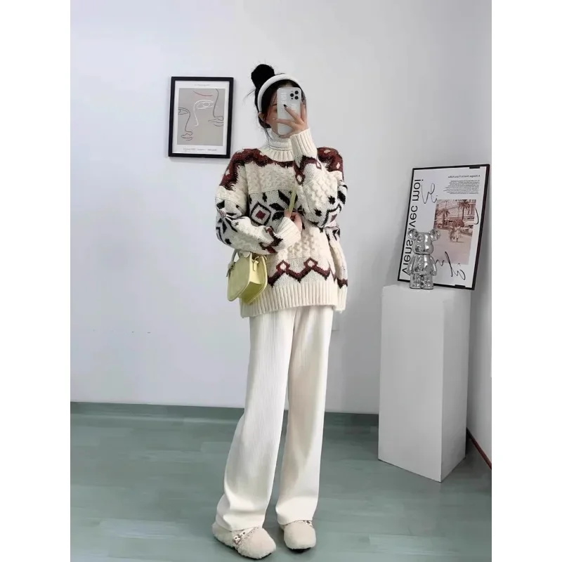 Повседневные свитера женские 2024 нежный стиль свитер с длинными рукавами зима