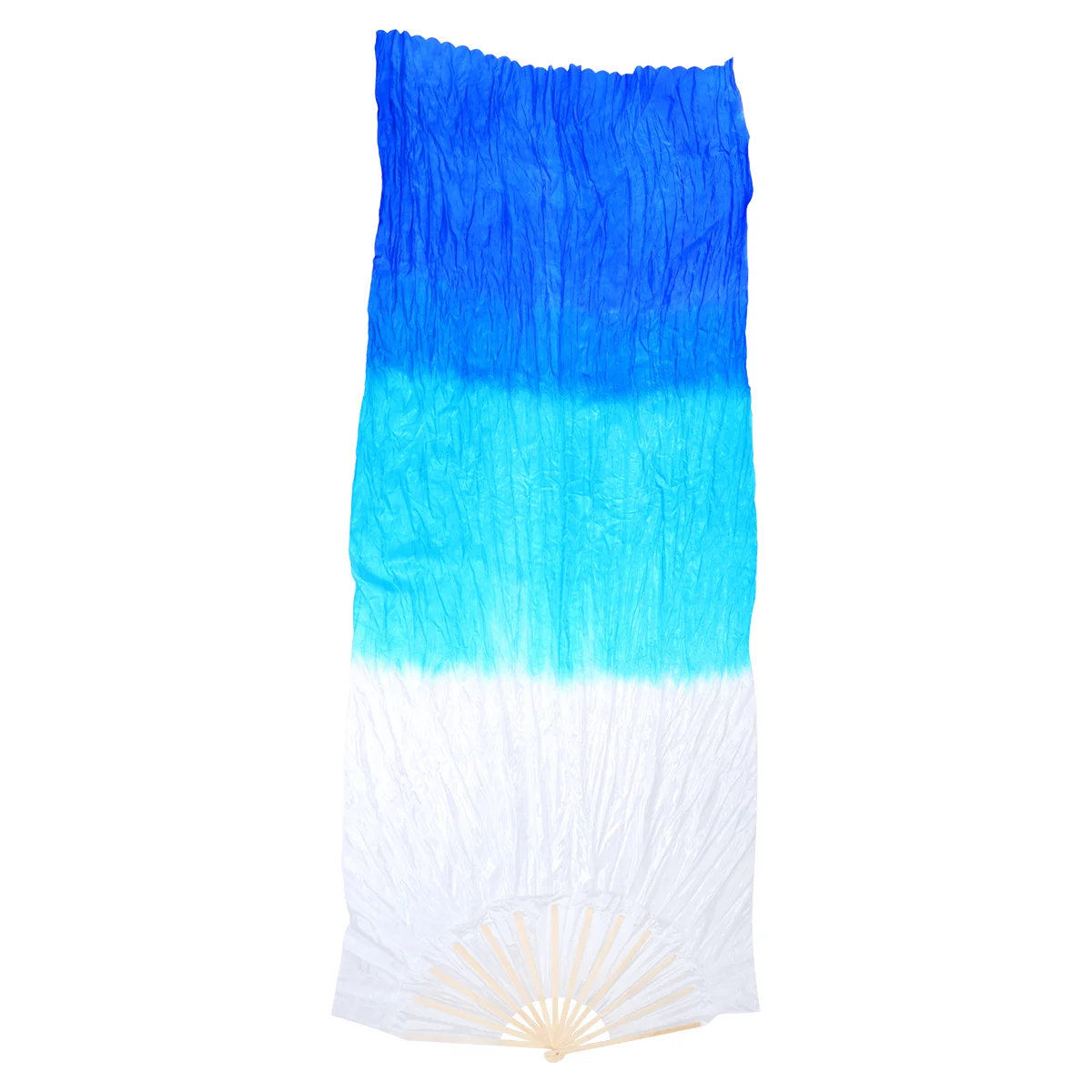 

18m Lengthened Fan Veils Silk Bamboo Fans Gradient Color Fan for Women Adults (White Gradual Dark Blue)