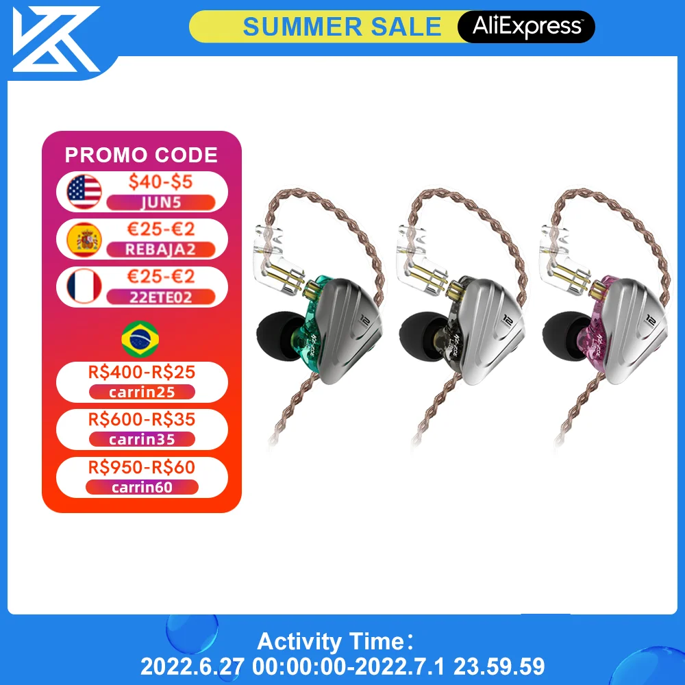 

KZ ZSX Metal Earphones 5BA+1DD Hybrid Technology 12 Driver HiFi Bass Earbuds In Ear Monitor Headphones Noise Cancelling Headset