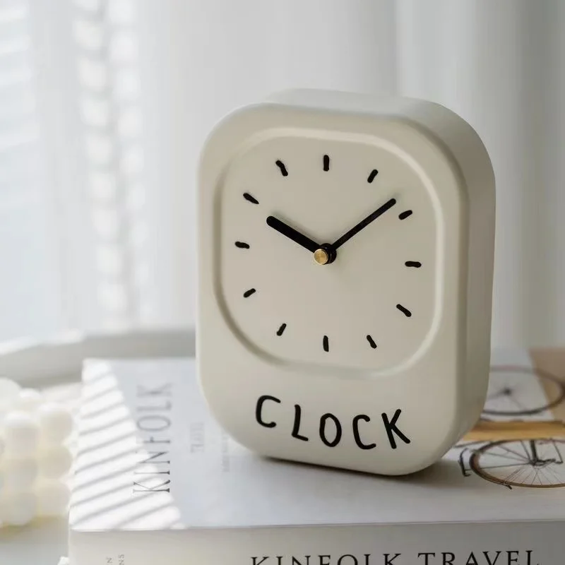 Настенные часы в скандинавском стиле белые кремовые тихие настольные для