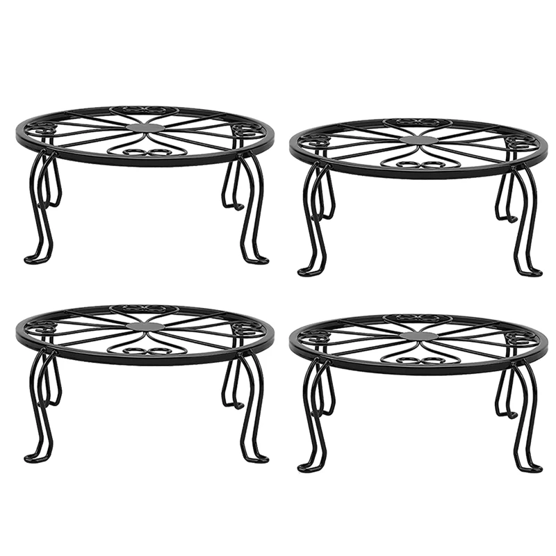 

Metal Plant Stand 4 Pack, Indoor Outdoor Plant Stand For 9 In Flower Pot, Black Plant Stands Holder Of Heart Shape