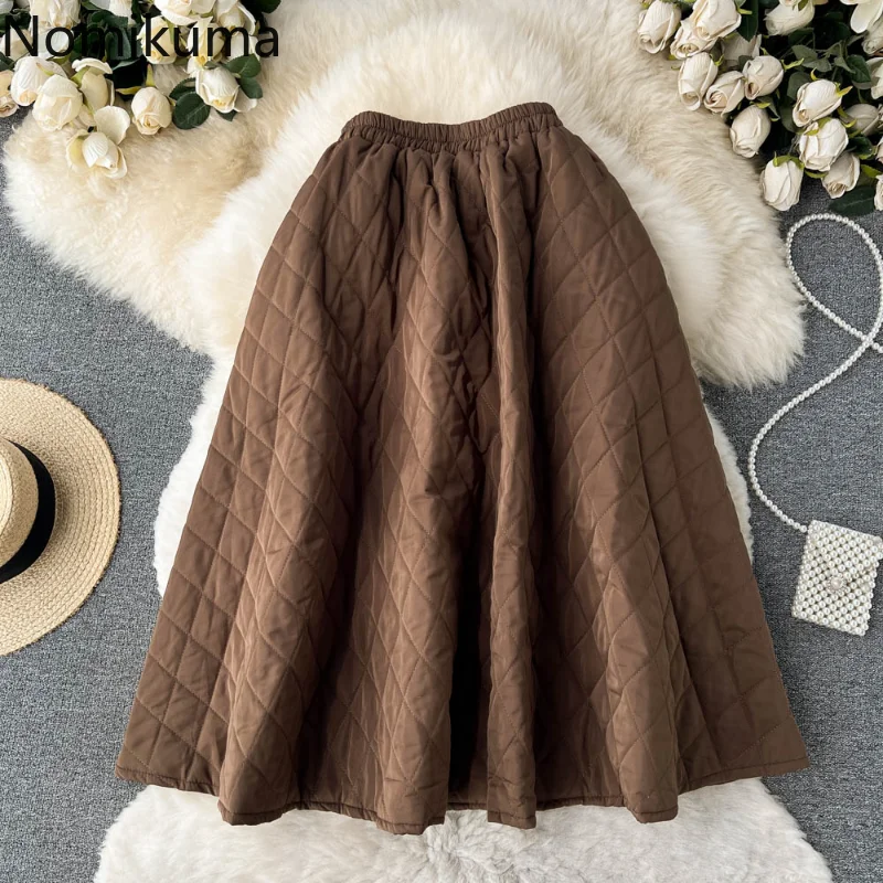 

Nomikuma Skirts for Women Autumn Winter High Waist Thicken A Line Saias Femeninas Elegantes Fashion Vintage Casual Falda Mujer