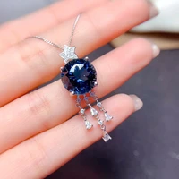 meibapj london blue topaz gemstone fashion star drop pendant necklace 925 pure silver fine party jewelry for women