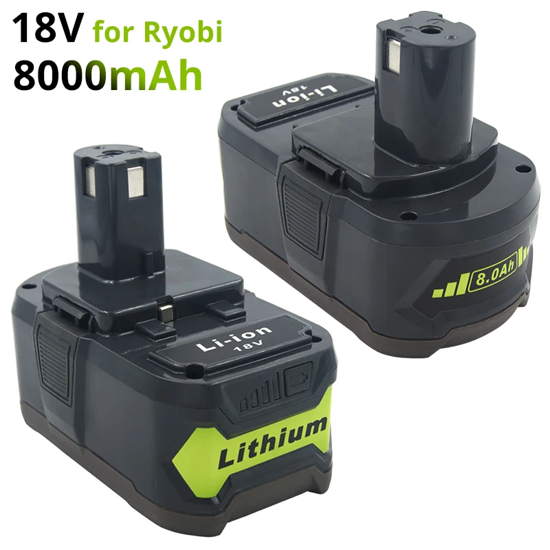 

2PCS 18V 8.0Ah Lithium Rechargeable Battery for Ryobi ONE+ P108 P109 P106 P105 P104 P103 RB18L50 RB18L40 BPL1820 BPL1815 RB18L13