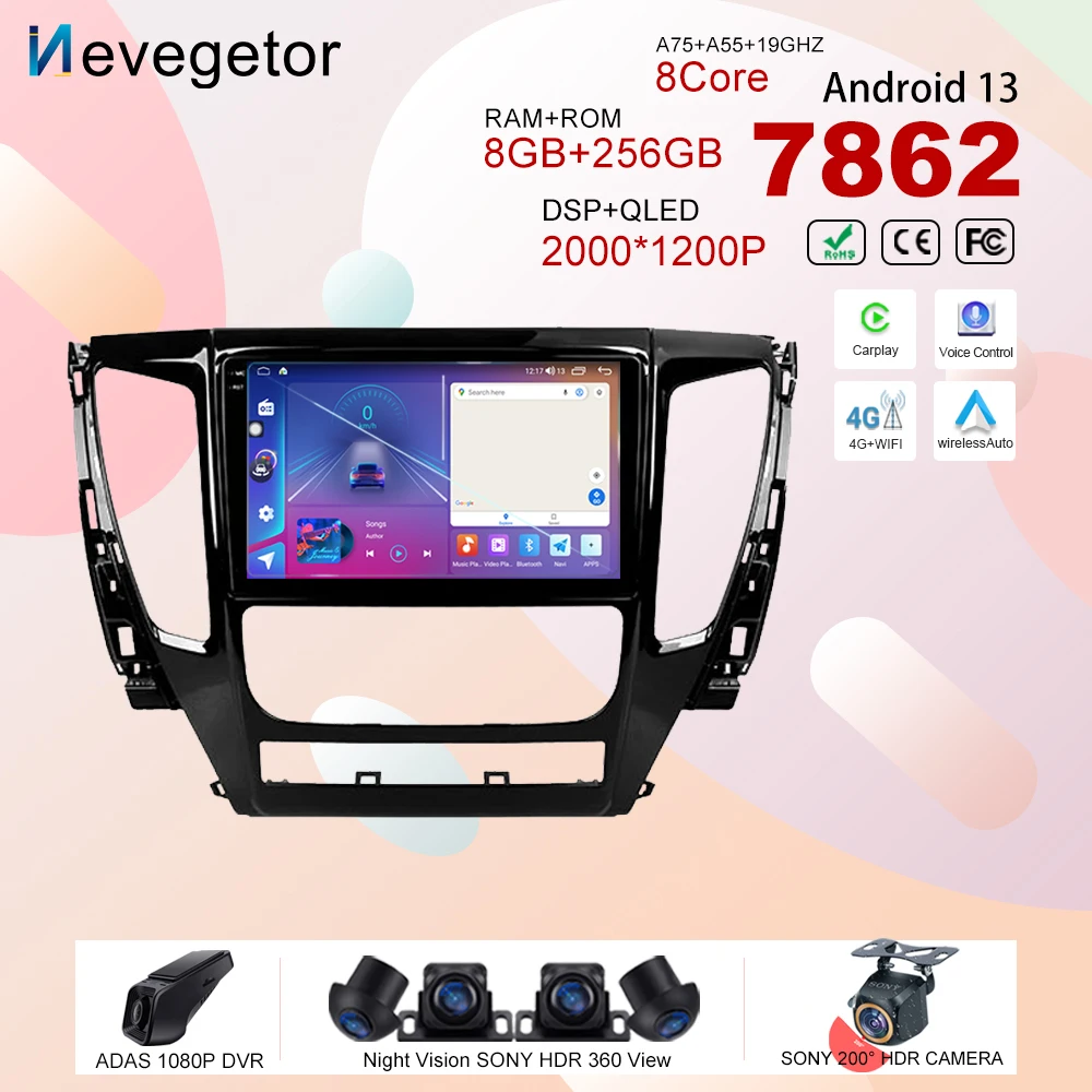 Автомобильный Android 13 для Mitsubishi Pajero Sport 3 2016-2018 авто радио стерео мультимедийный