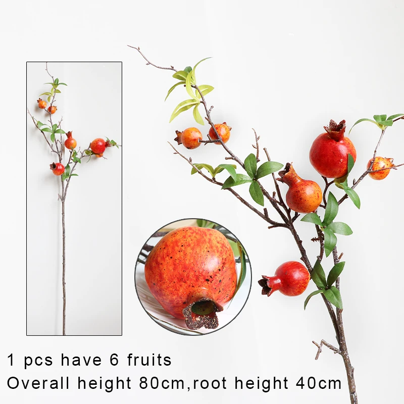 

Красный осенний гранат, искусственные ветки с листьями, ягодами, искусственные фрукты, цветы для дома, Рождественская ваза, украшение для улицы и сада