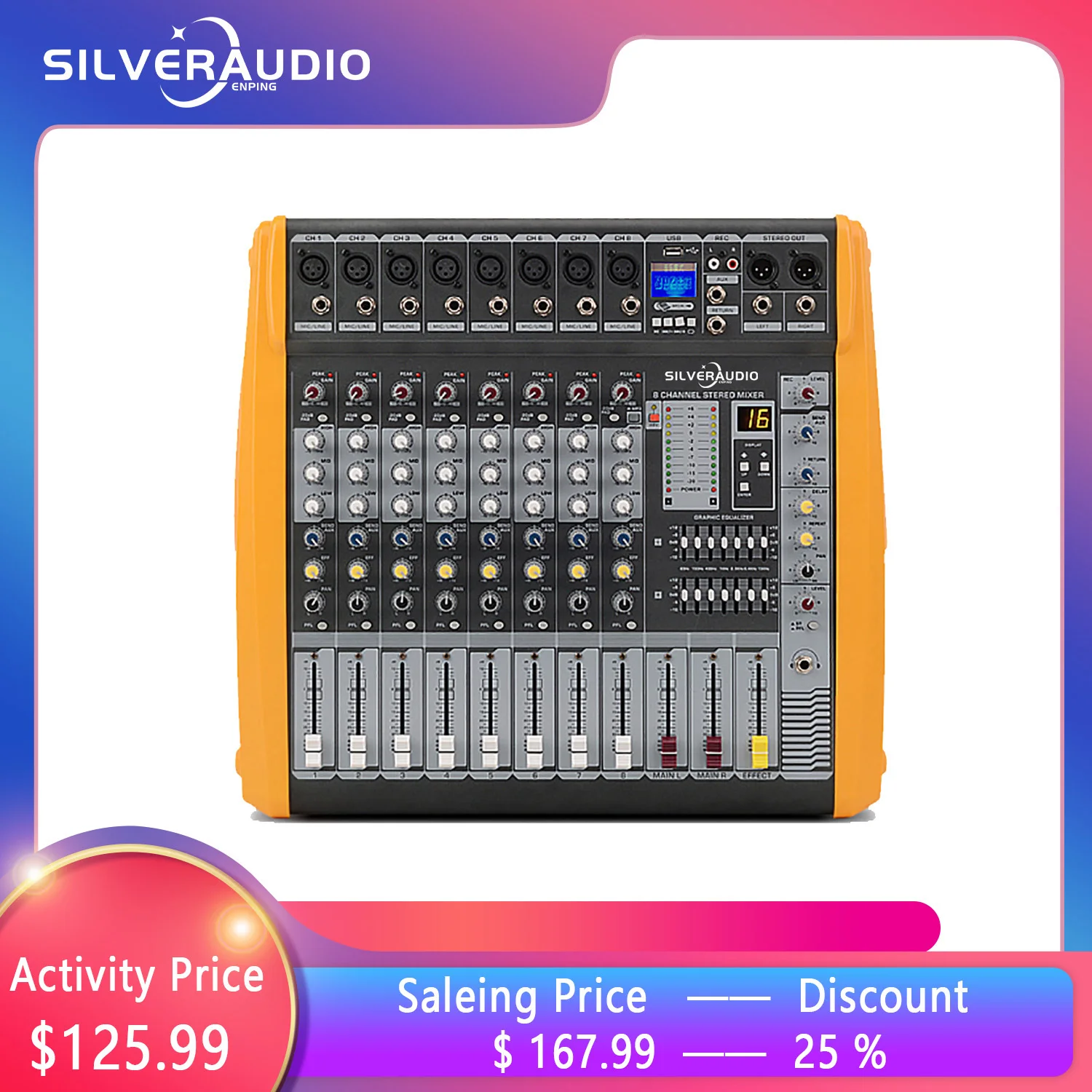 GAX-PM8 Профессиональный 8-канальный усилитель мощности звуковой миксер хорошая