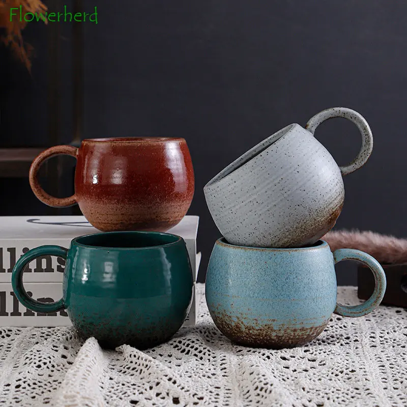 

Full Belly Ball Ceramic Mug Tea Coffee Cup Retro High-gloss American Large-capacity Water Mug Pottery Breakfast Kiln Coffee Mugs