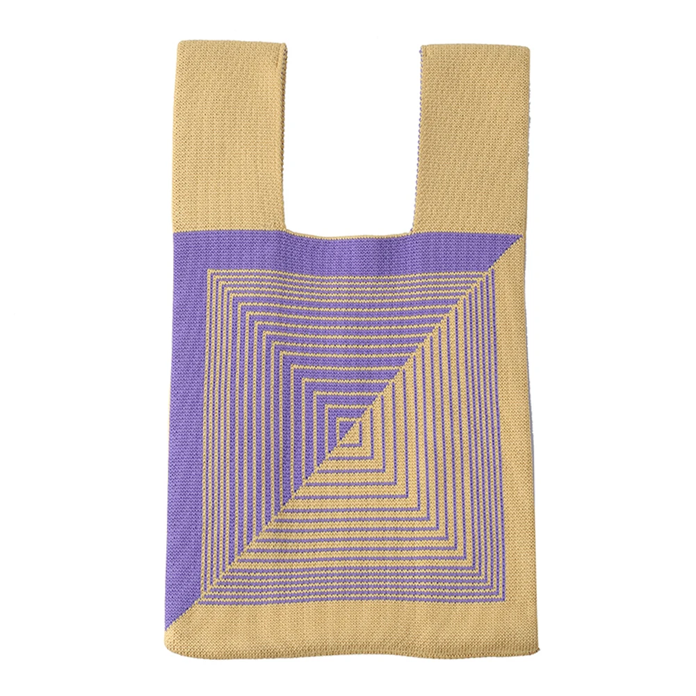 

Geometric Line Female Clutch Fashion Knit Handbags Totes Open Universal Large Capacity Unisex for Vacation Travel Daily Casual