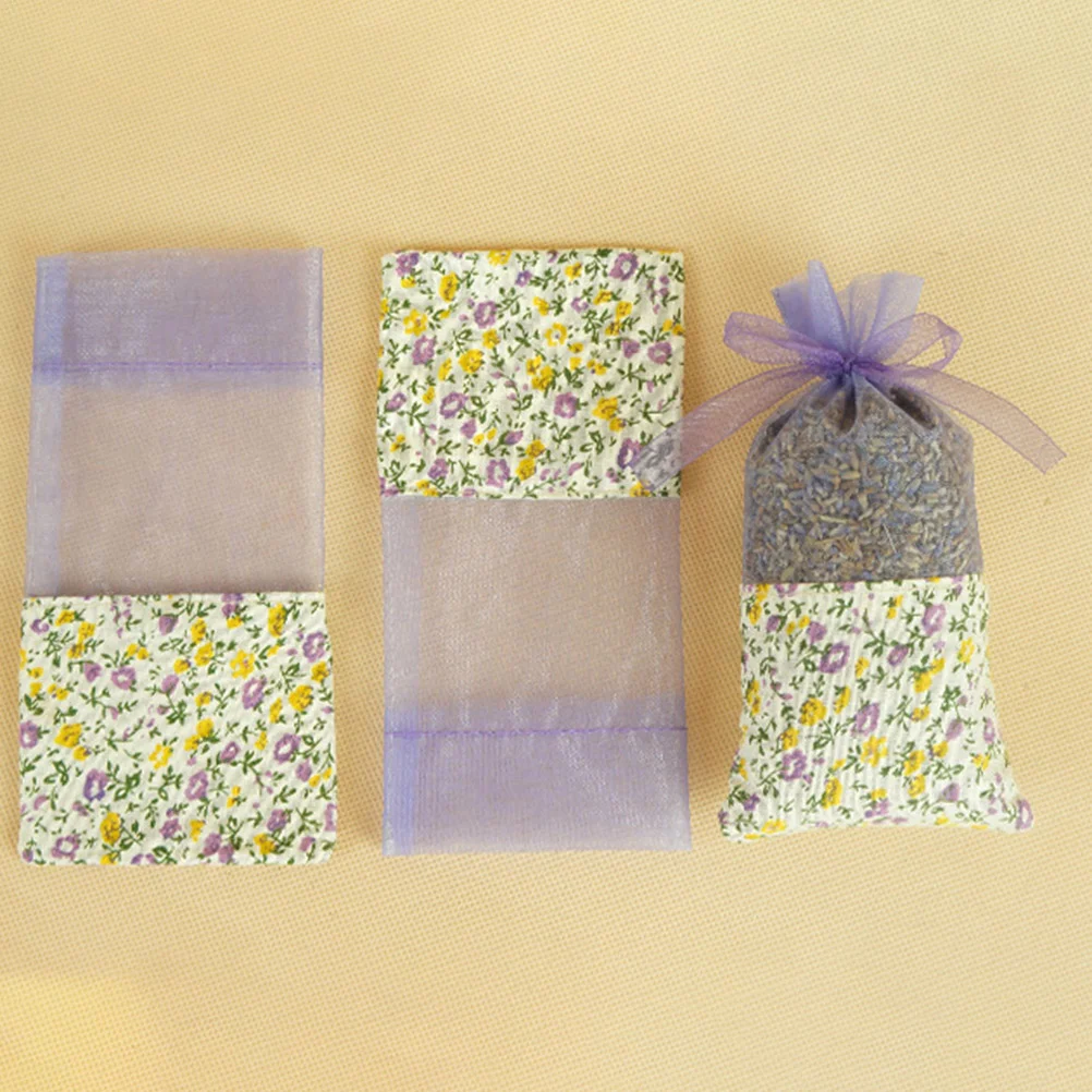 

20pcs Gauze Lavender Bags Fragrance Pouch Empty Sachets Bag for Wardrobe Car (Light Purple Florals)