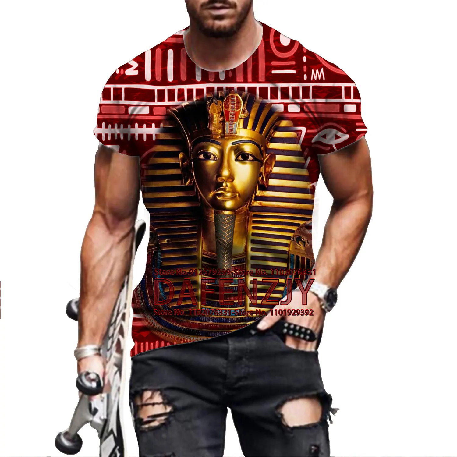 

Брендовая летняя футболка BIANYILONG, лидер продаж, мужская повседневная модная футболка с 3D принтом египетского фараона и короткими рукавами для улицы