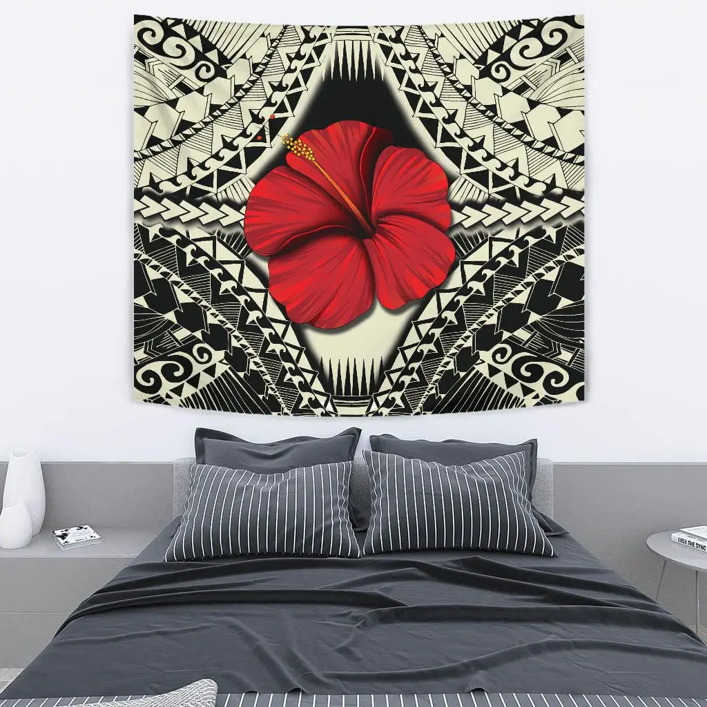 

Hawaii Hibiscus Culture Polynesian Tapestry 3D Printing Tapestrying Rectangular Home Decor Wall Hanging