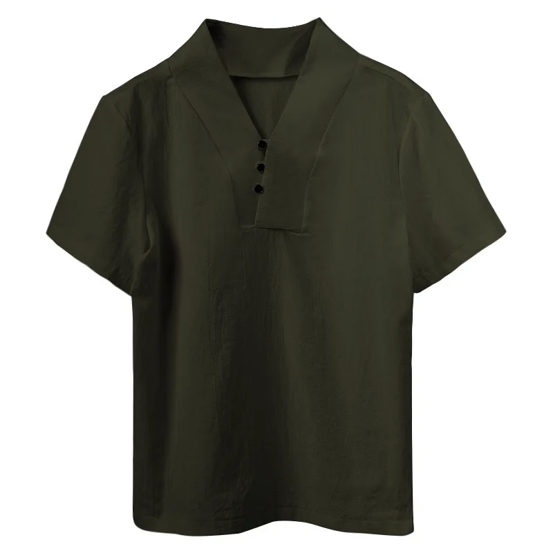 Мужская рубашка с коротким рукавом Новинка лета 2023 пуловер V-образным вырезом