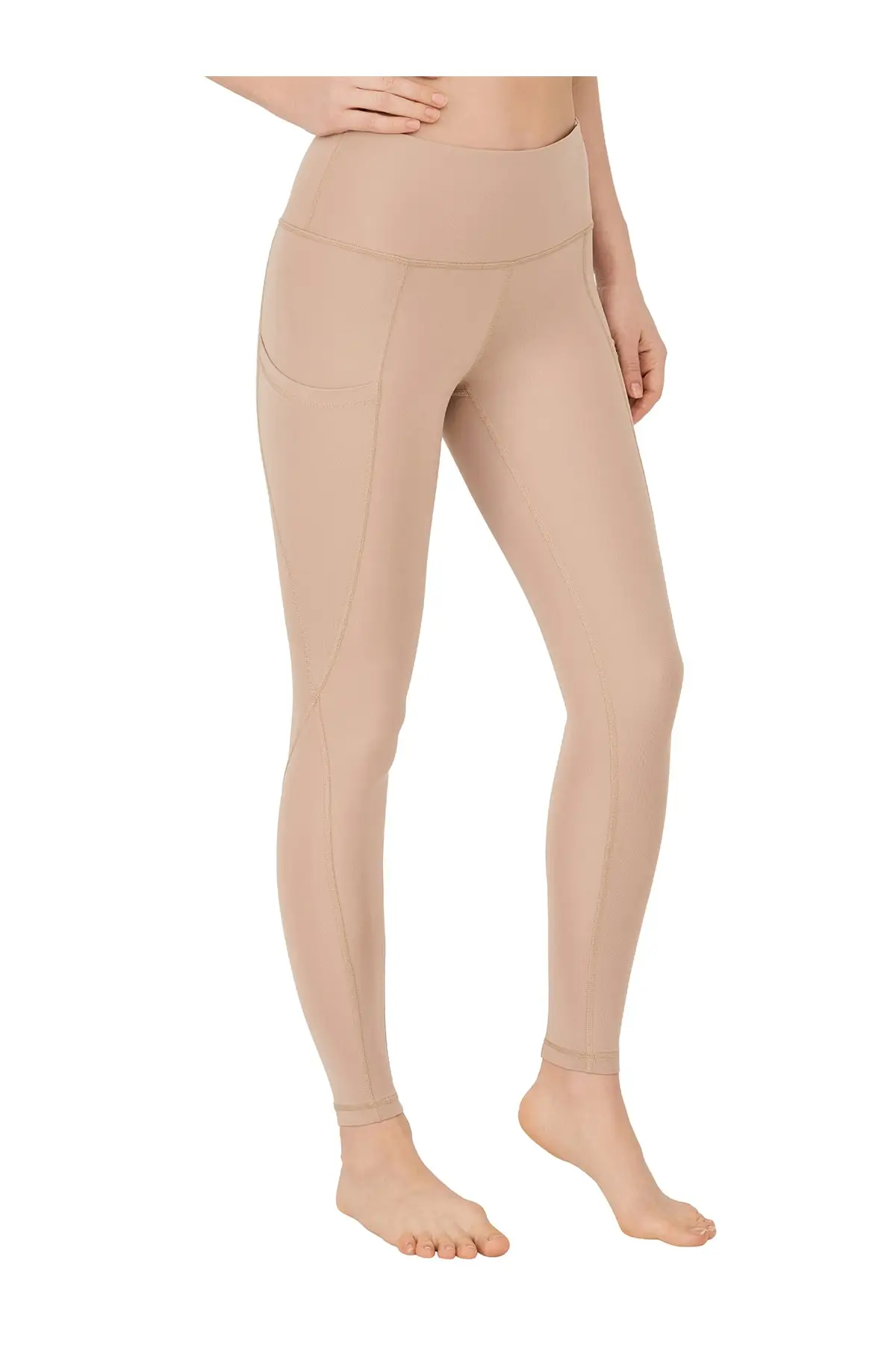 

Women's Beige High Waist Double Pocket Rallying Sports Leggings İnceltiici Flexible Comfortable