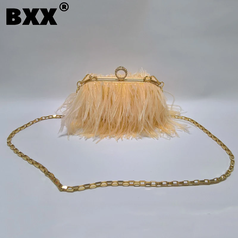 

[BXX] модная универсальная вечерняя сумка с перьями и цепочками для женщин 2022 новый тренд Зеленый переносной Свадебный клатч Сумки-мессенджеры 18B0988