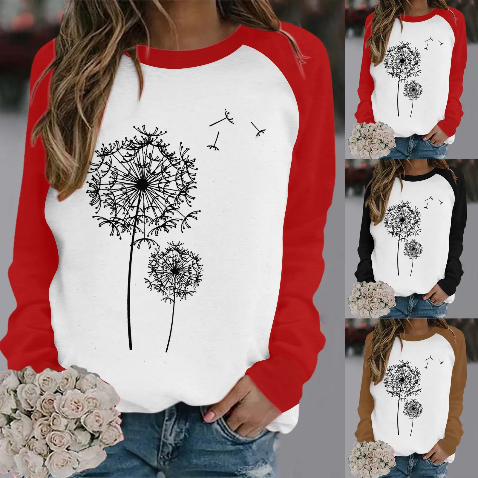 

Женский свитшот с длинным рукавом и круглым вырезом